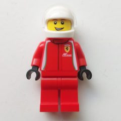 Minifigurka LEGO Race Driver, Red Torso, Red Legs, White Helmet, Ferrari