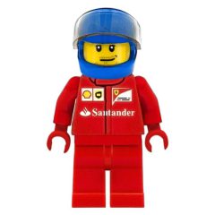 Minifigurka LEGO Race Driver, Red Torso, Red Legs, Blue Helmet, Ferrari 1