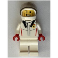 Minifigurka LEGO Race Driver, White Torso, White Legs, White Helmet, Ferrari