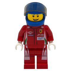 Minifigurka LEGO Race Driver, Red Torso, Red Legs, Blue Helmet, Ferrari 2