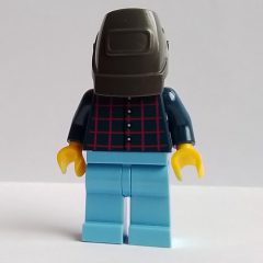 Minifigurka LEGO Mechanic, Dark Blue Torso, Medium Blue Legs, Welding Mask