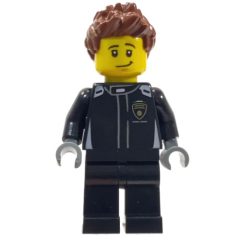 Minifigurka LEGO Race Driver, Black Torso, Black Legs, Black Helmet, Lamborghini, Male