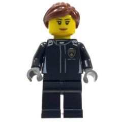 Minifigurka LEGO Race Driver, Black Torso, Black Legs, Black Helmet, Lamborghini, Female