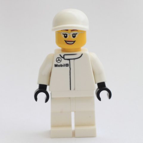Minifigurka LEGO Pit Crew, White Torso, White Legs, White Cap, Female