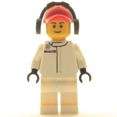 Minifigurka LEGO Pit Crew, White Torso, White Legs, Red Cap, Male