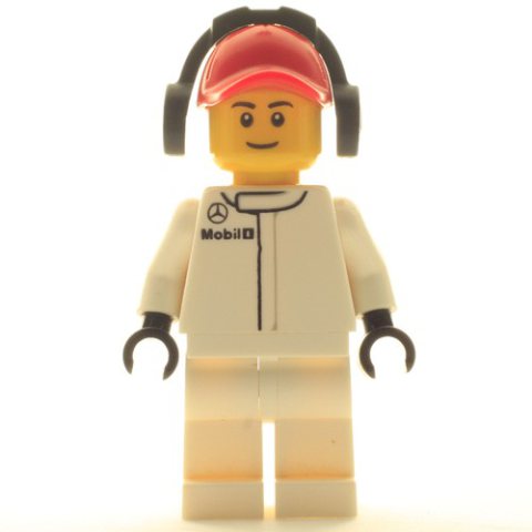 Minifigurka LEGO Pit Crew, White Torso, White Legs, Red Cap, Male