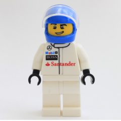 Minifigurka LEGO Race Driver, White Torso, White Legs, Blue Helmet, McLaren