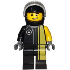 Minifigurka LEGO Race Driver, Black Torso, Black Legs, Black Helmet, Mercedes