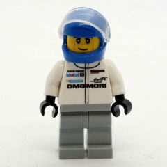 Minifigurka LEGO Race Driver, White Torso, White Legs, Blue Helmet, Porsche