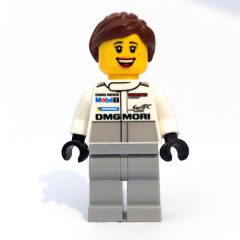 Minifigurka LEGO Mechanic, White Torso, Light Bluish Grey Legs, Reddish Brown Hair