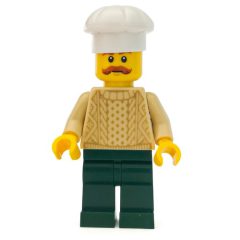 Minifigurka LEGO Chef, Tan Sweater, Dark Green Legs, Moustache