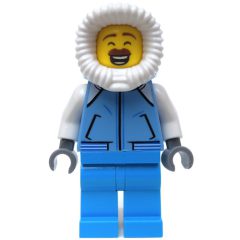 Minifigurka LEGO Man, Medium Blue Jacket, Dark Azure Legs, Hood, Moustache
