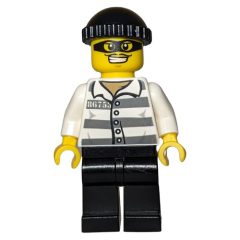 Minifigurka LEGO Criminal, Prison Shirt with #86753, Black Legs, Black Hat, Black Eyemask