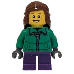 Minifigurka LEGO Girl, Green Jacket, Short Dark Purple Legs