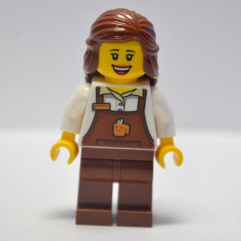 Minifigurka LEGO Barista, White Torso, Reddish Brown Apron