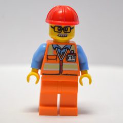 Minifigurka LEGO Worker - Orange Safety Vest, Orange Legs, Red Helmet