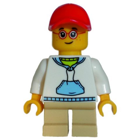Minifigurka LEGO Kid - White Torso, Tan Legs, Red Cap