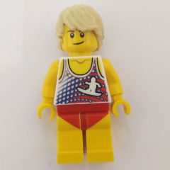 Minifigurka LEGO White Torso, Yellow Legs, Tan Hair