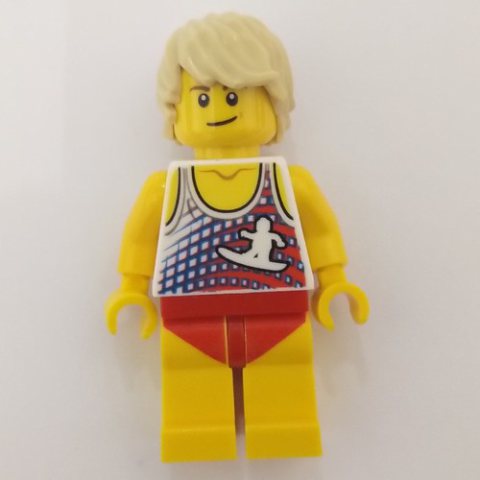 Minifigurka LEGO White Torso, Yellow Legs, Tan Hair