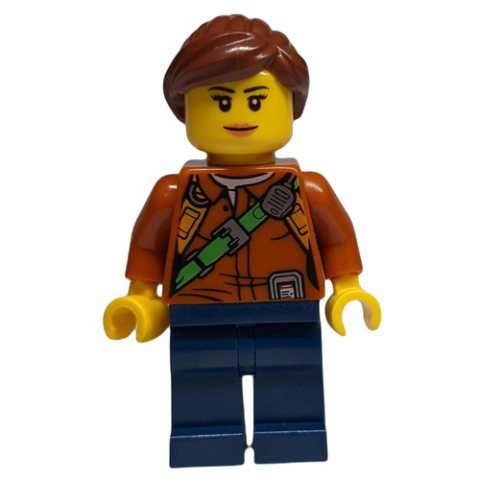 Minifigurka LEGO Explorer, Woman, Shirt with Straps and Radio, Reddish Brown Hair