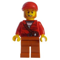 Minifigurka LEGO Criminal, Red Jacket over Prison Shirt, Red Cap