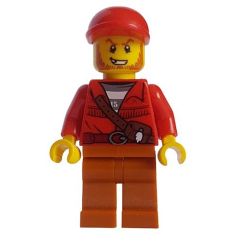 Minifigurka LEGO Criminal, Red Jacket over Prison Shirt, Red Cap