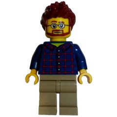 Minifigurka LEGO Dark Blue Torso, Dark Tan Legs, Reddish Brown Hair