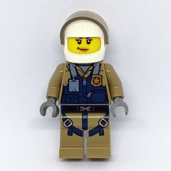 Minifigurka LEGO Policewoman, Dark Blue Vest over Dark Tan Jacket with Zipper and Badge, White Helmet with Visor