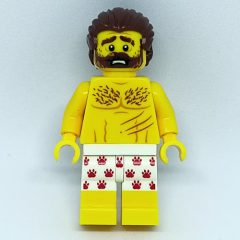 Minifigurka LEGO Man, White Underwear with Red Paw Prints, Beard