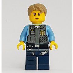 Minifigurka LEGO Chase McCain, Dark Bluish Gray Vest with Radio, Badge and Pouches over Medium Blue Shirt, Dark Blue Legs