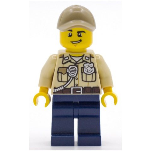 Minifigurka LEGO Swamp Police / Ranger, Tan Shirt with Badge and Radio, Dark Blue Legs, Dark Tan Cap