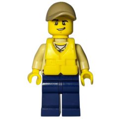 Minifigurka LEGO Swamp Police / Ranger, Tan Shirt with Badge and Radio, Dark Blue Legs, Dark Tan Cap, Yellow Life Vest