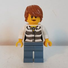 Minifigurka LEGO Criminal, Woman, Prison Shirt, Sand Blue Legs, Dark Orange Hair