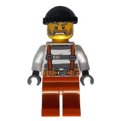 Minifigurka LEGO Criminal, Prison Shirt with Suspenders and Belt, Black Hat, Beard