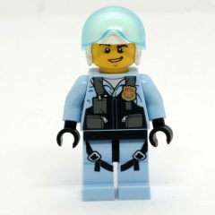 Minifigurka LEGO Policeman, Pilot, Black Vest with Badge and Pouches, White Helmet with Visor