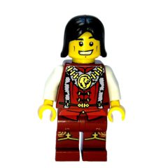 Minifigurka LEGO Prince - Dark Red Torso, Dark Red Legs, Black Hair