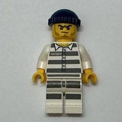 Minifigurka LEGO Criminal, Prison Shirt with #50380, Dark Blue Hat