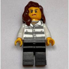 Minifigurka LEGO Criminal, Woman, Prison Shirt with #86753, Reddish Brown Hair