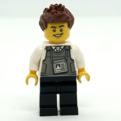 Minifigurka LEGO Security Guard, Dark Bluish Gray Vest with ID Badge, Reddish Brown Hair