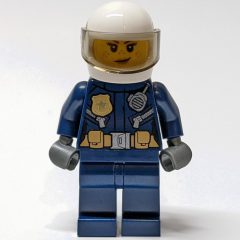 Minifigurka LEGO Policewoman, Dark Blue Jacket with Radio and Badge, White Helmet with Visor (3626cpr2589 Head)