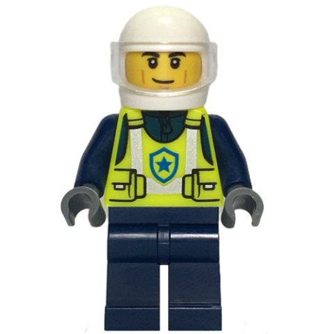 Minifigurka LEGO Police Officer, Vibrant Yellow Police Vest, White Helmet with Visor