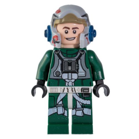 Minifigurka LEGO Rebel Pilot A-wing, Dark Green Uniform, Black Helmet Stripe