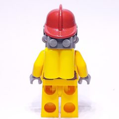 Minifigurka LEGO Fireman, Bright Light Orange Fire Suit, Dark Red Helmet, Breathing Apparatus, Airtanks, Sweat Drops