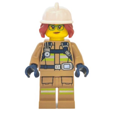 Minifigurka LEGO Freya McCloud, Dark Tan Fire Suit with Gauge and Straps