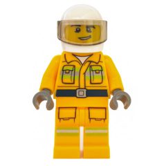 Minifigurka LEGO Fireman, Bright Light Orange Fire Suit, White Helmet with Visor