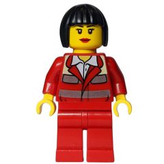 Minifigurka LEGO Paramedic, Woman, Red Uniform, Black Hair