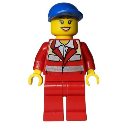 Minifigurka LEGO Paramedic, Woman, Red Uniform, Blue Cap