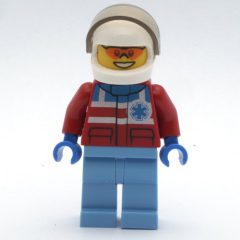 Minifigurka LEGO Paramedic, Red Jacket with Star of Life, White Helmet with Visor, Orange Sunglasses