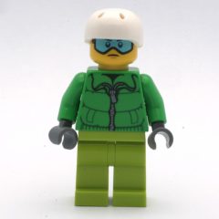 Minifigurka LEGO Man, Green Jacket, Lime Legs, White Helmet, Blue Goggles