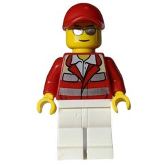 Minifigurka LEGO Paramedic, Red Jacket, White Legs, Red Cap, Silver Sunglasses
